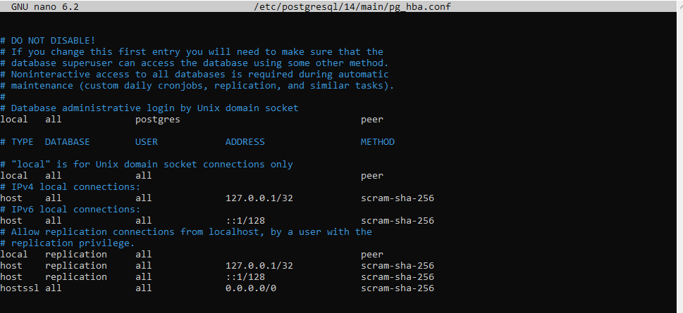 pg_hba.conf configuration