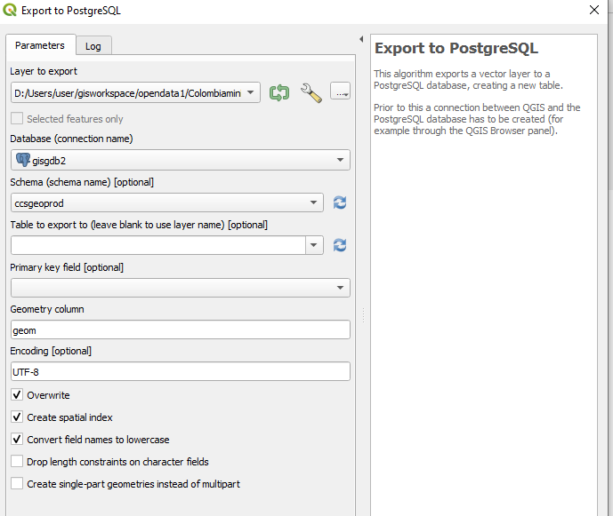 Export to PostgreSQL tool. 